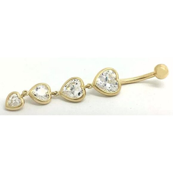 Created 6.44 Cts White Sapphire Belly Navel Ring Solid 14k Gold